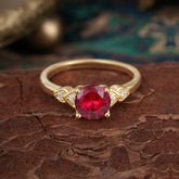 4 Prong Classic Round Ruby Engagement Ring for Women